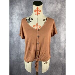 American Eagle Button Down Tie Top Womens Size S Soft and Sexy Brown Blouse